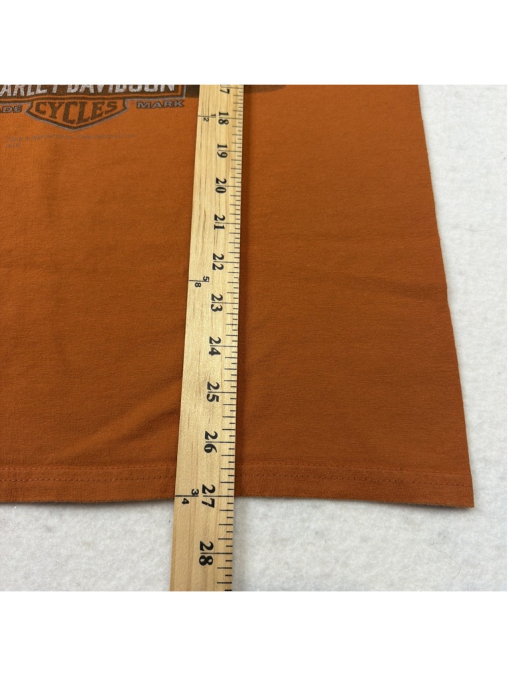 Y2K Harley Davidson American Eagle shirt Corinth TX Sz M Foghorn Leghorn Orange - Picture 8 of 8